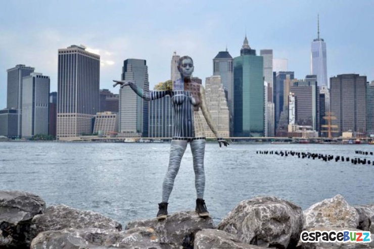 Illustration de l'article : Les superbes body paintings de l'artiste Trina Merry : comme un caméléon à New York...