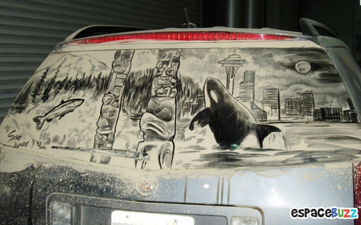 Illustration de l'article : Scott Wade, l'homme qui transforme vos vitres d'auto en oeuvres d'art impressionnantes!