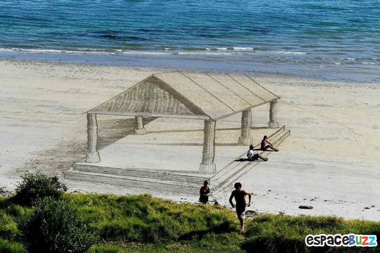 Illustration de l'article : 10 magnifiques dessins 3D créés sur du sable et réalisés par Jamie Harkins