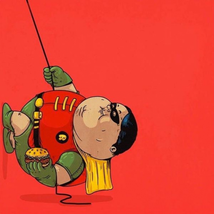 Illustration de l'article : Quand la Malbouffe frappe nos h&eacute;ros de dessins anim&eacute;s, c'est tout votre enfance qui en prend un coup!