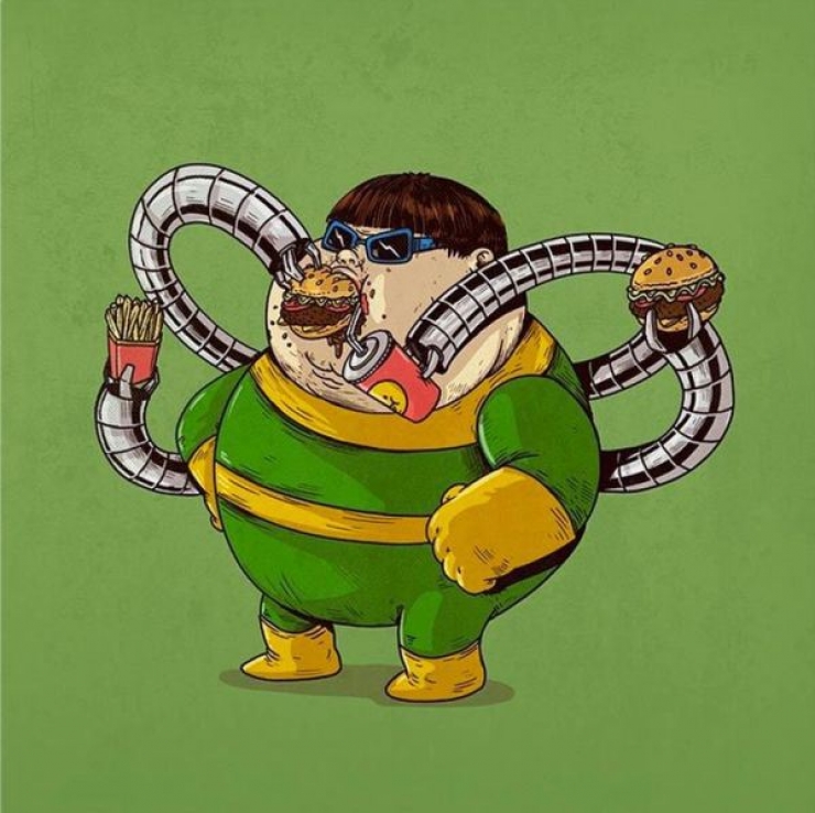 Illustration de l'article : Quand la Malbouffe frappe nos h&eacute;ros de dessins anim&eacute;s, c'est tout votre enfance qui en prend un coup!