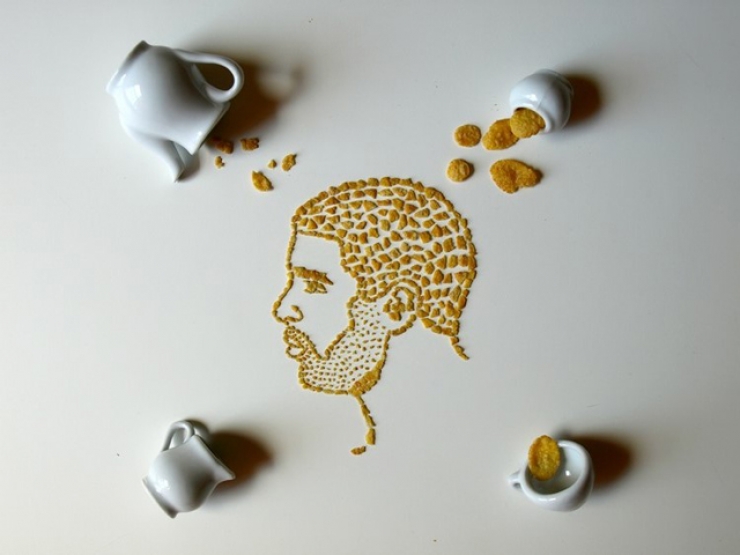 Illustration de l'article : Cette artiste dessine d'incroyables portraits de musiciens avec des corn flakes. En voici 16