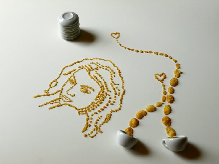 Illustration de l'article : Cette artiste dessine d'incroyables portraits de musiciens avec des corn flakes. En voici 16