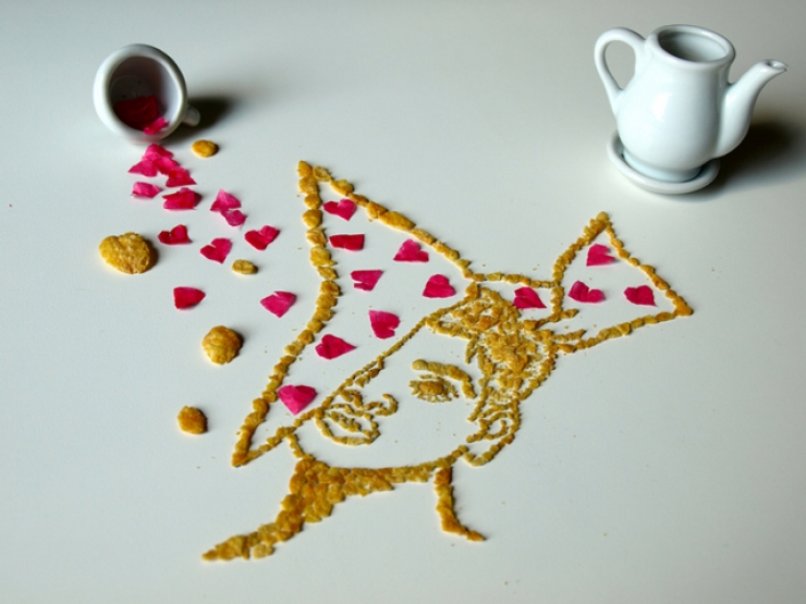 Illustration de l'article : Cette artiste dessine d'incroyables portraits de musiciens avec des corn flakes. En voici 16
