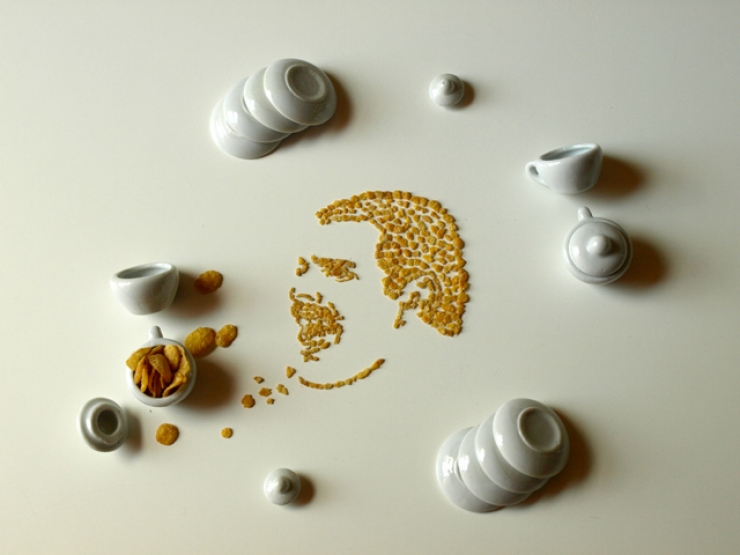 Illustration de l'article : Cette artiste dessine d'incroyables portraits de musiciens avec des corn flakes. En voici 16