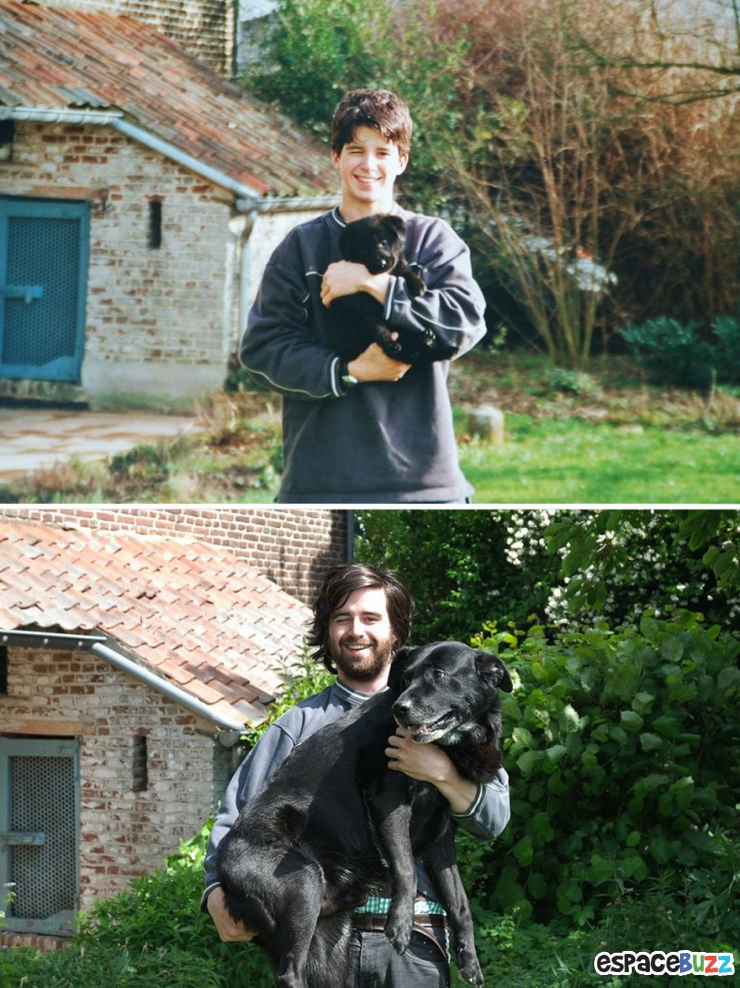 Illustration de l'article : 8 photos de duos chiens/maîtres qui ont grandi côte à côte