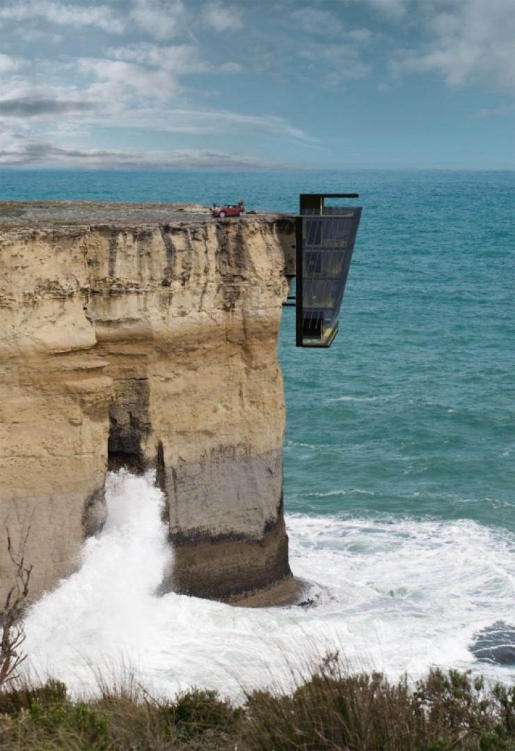 Illustration de l'article : Découvrez cet incroyable concept de maison accrochée à une falaise