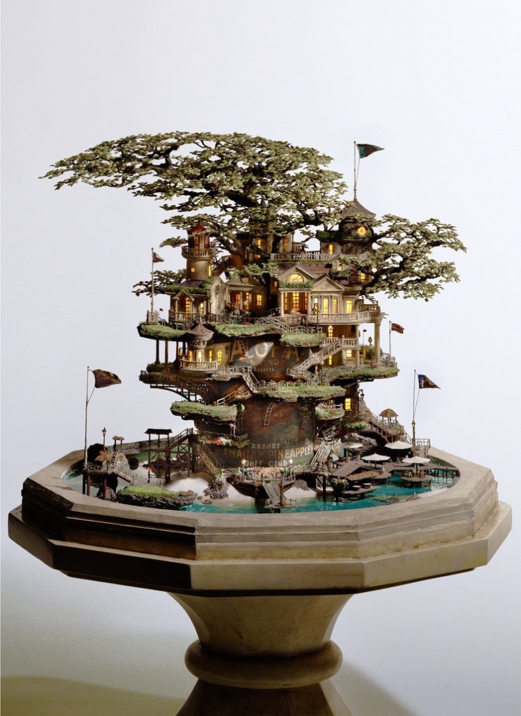 Illustration de l'article : Il transforme des bonsa&iuml;s en magnifiques maisons miniatures