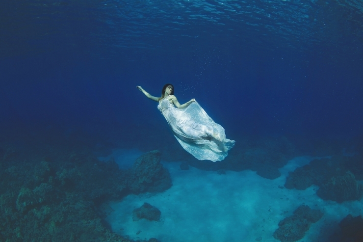 Illustration de l'article : Ne voulant pas de photos de mariage banales, ils immortalisent le moment sous l'eau !