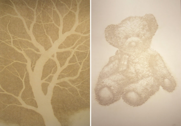 Illustration de l'article : Il réalise de magnifiques dessins point par point et en brûlant des bâtons d'encens. Une patience incroyable !