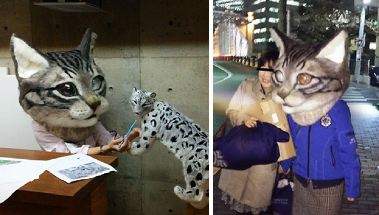 Illustration de l'article : Ils conçoivent des masques de chats géants