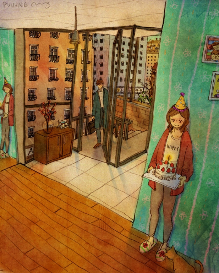 Illustration de l'article : Plaisirs partagés et petites attentions. Voici ce qu'est l'amour selon l'artiste Puuung !