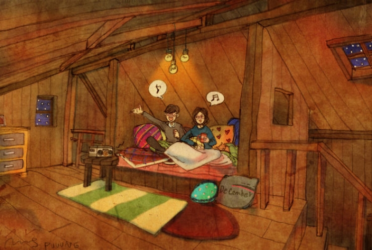 Illustration de l'article : Plaisirs partagés et petites attentions. Voici ce qu'est l'amour selon l'artiste Puuung !