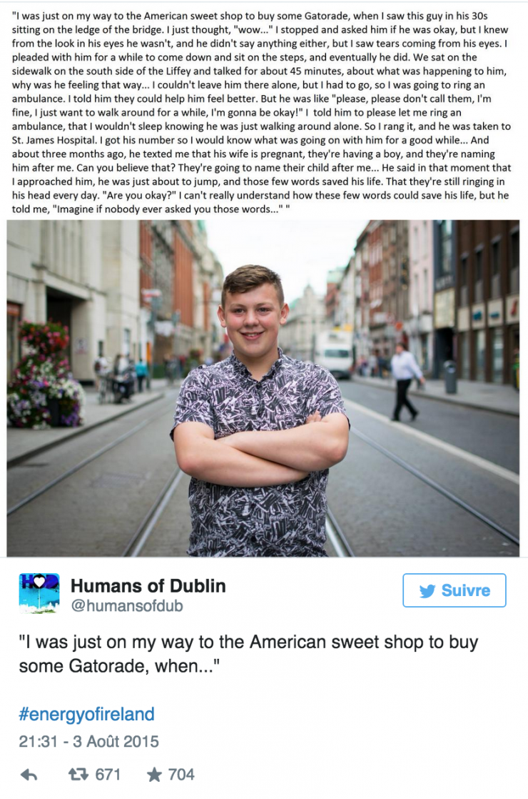 Illustration de l'article : Cet ado de 17 ans vient de sauver la vie d'un homme qui allait se suicider en pronon&ccedil;ant ces trois mots...