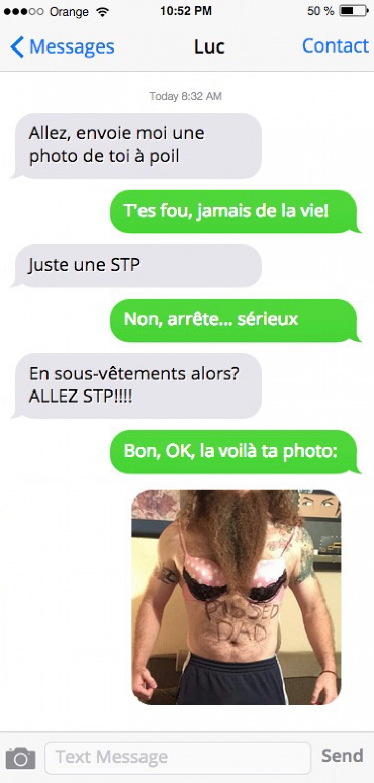 Illustration de l'article : Voil&agrave; ce qui arrive quand un papa capte la conversation sms de sa fille... Excellent ce qu'il a fait ! 