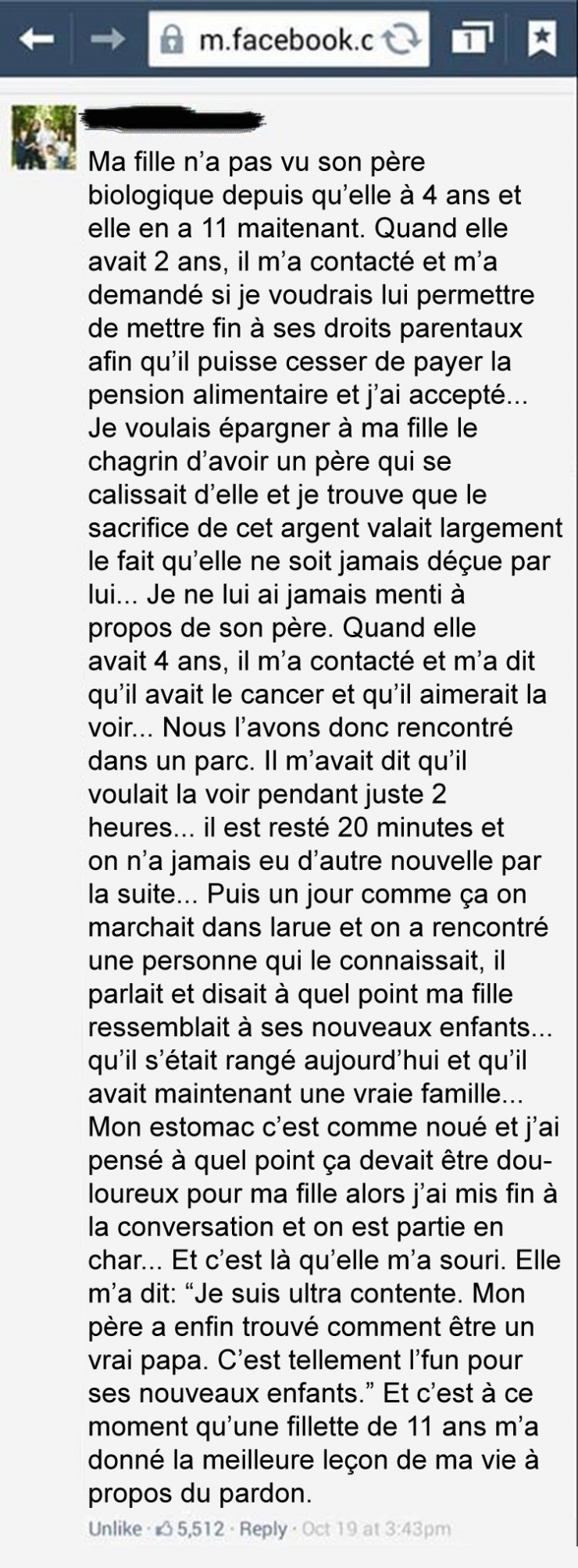 Illustration de l'article : Son père l'a abandonné à la naissance et aujourd'hui elle livre une leçon de vie à sa maman...