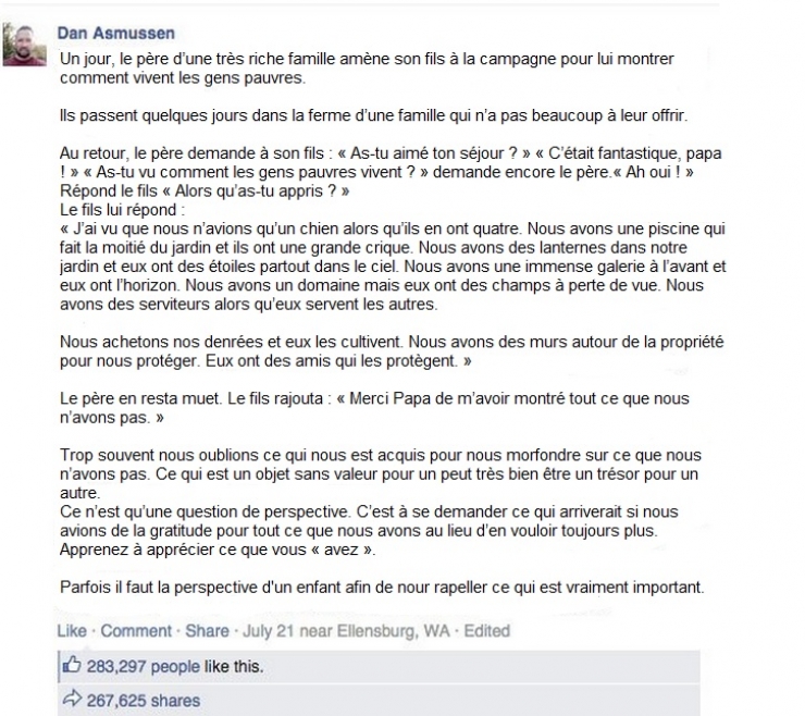 Illustration de l'article : Un papa montre &agrave; son fils o&ugrave; vivent les gens pauvres. La r&eacute;ponse du petit vaut tout l'or du monde !