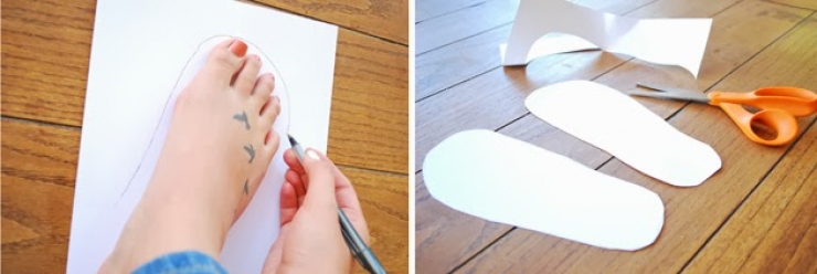 Illustration de l'article : En traçant le contour de son pied, elle réalise un truc épatant qu'il me faut absolument en hiver...