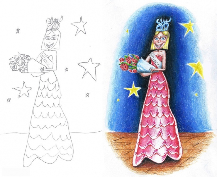 Illustration de l'article : Ce papa-g&eacute;nie d&eacute;cide de rendre les dessins de ses enfants plus attrayants en les colorants