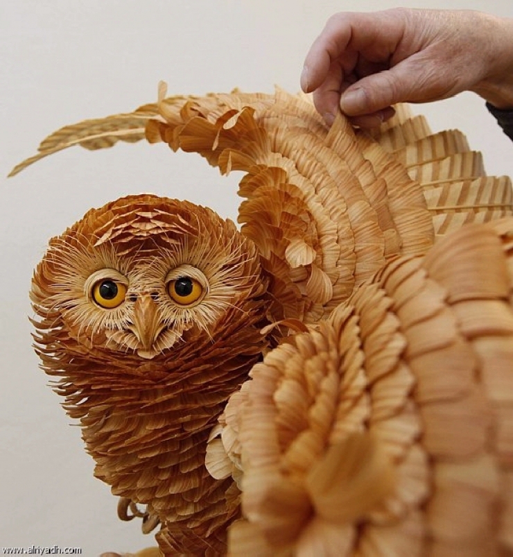 Illustration de l'article : Il r&eacute;alise de splendides sculptures &agrave; partir de copeaux de bois