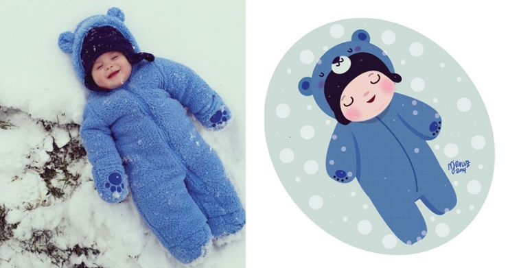 Illustration de l'article : Elle s'inspire de photos d'enfants pour créer d'amusantes illustrations