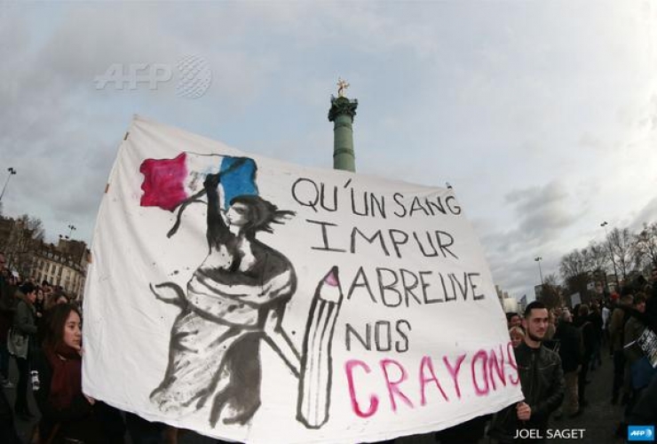 Illustration de l'article : Les plus belles images de la marche r&eacute;publicaine du 11 janvier 2015