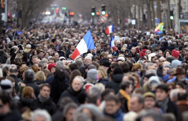 Illustration de l'article : Les plus belles images de la marche r&eacute;publicaine du 11 janvier 2015