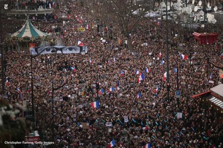Illustration de l'article : Les plus belles images de la marche r&eacute;publicaine du 11 janvier 2015