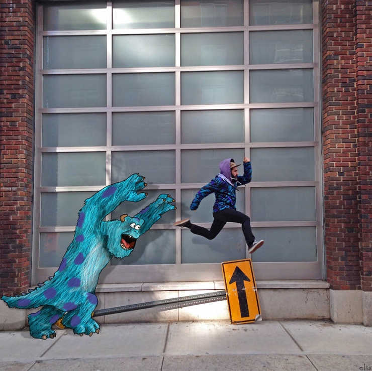 Illustration de l'article : 20 photos de New York auxquelles ont &eacute;t&eacute; ajout&eacute;s d'amusants personnages, par Eliska Podzimkova