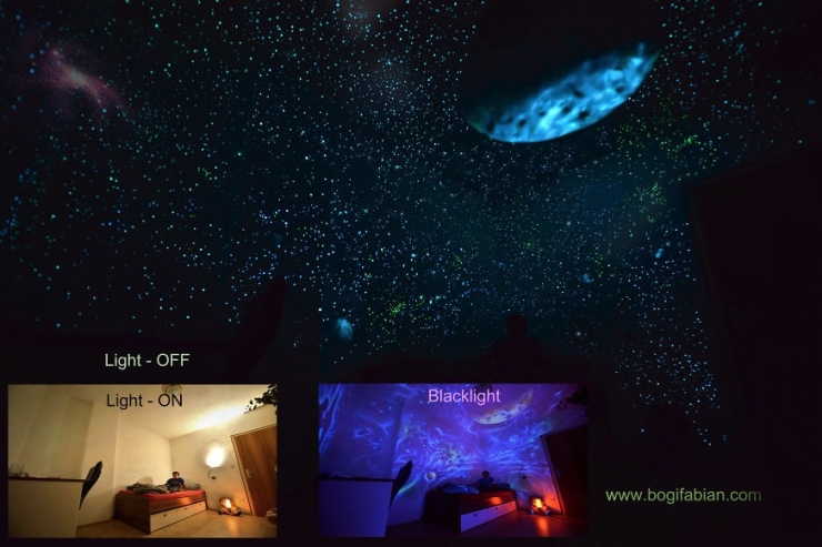 Illustration de l'article : Cette pi&egrave;ce parait banale pourtant lorsqu'on &eacute;teint la lumi&egrave;re, c'est un tout autre monde!