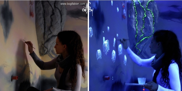 Illustration de l'article : Cette pi&egrave;ce parait banale pourtant lorsqu'on &eacute;teint la lumi&egrave;re, c'est un tout autre monde!