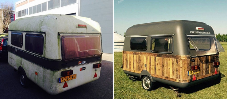 Illustration de l'article : Il transforme une vieille caravane en bureau mobile