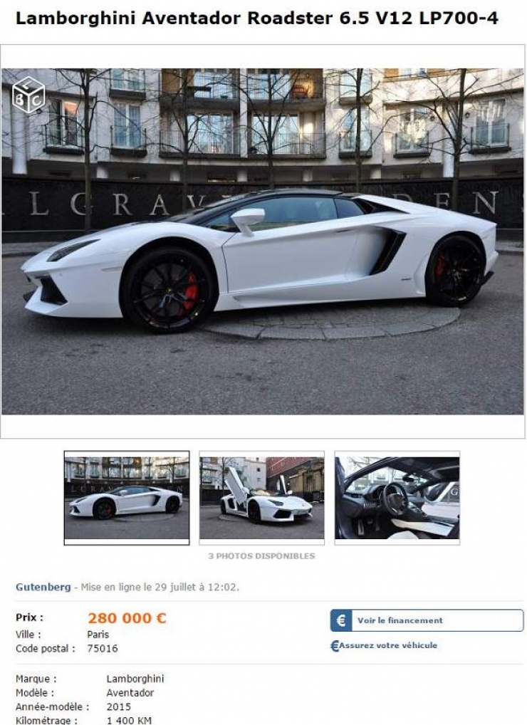 Illustration de l'article : Un redressement fiscal lui tombe dessus et il revend sa Lamborghini sur LeBonCoin... Son annonce est ÉNORME !