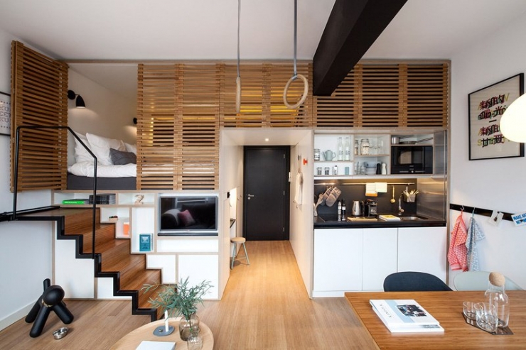 Illustration de l'article : Confort, compacité et agencement intelligent pour cette chambre-loft Zoku