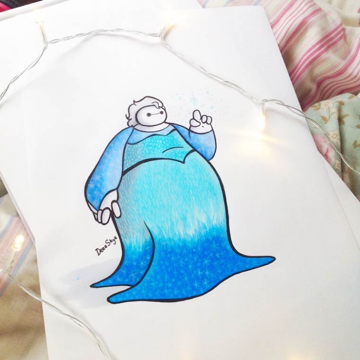 Illustration de l'article : Baymax dans le r&ocirc;le de Blanche-Neige, c'est g&eacute;nial !