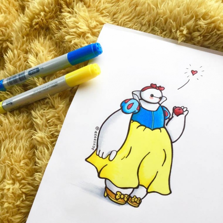 Illustration de l'article : Baymax dans le r&ocirc;le de Blanche-Neige, c'est g&eacute;nial !
