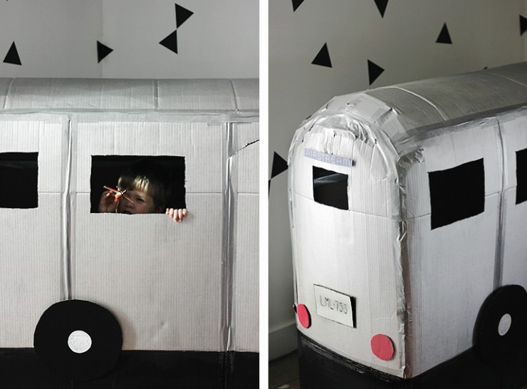 Illustration de l'article : Une petite roulotte en bo&icirc;tes de carton, de quoi faire plaisir aux enfants ! 