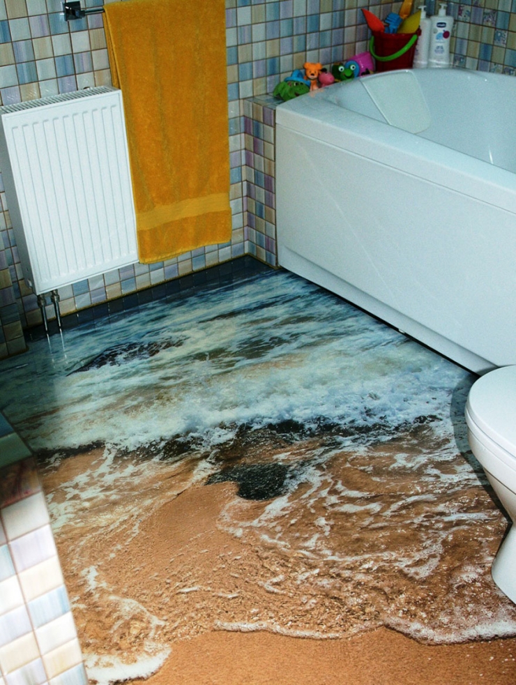 Illustration de l'article : Ces sols qui transforment vos salles de bains en océans