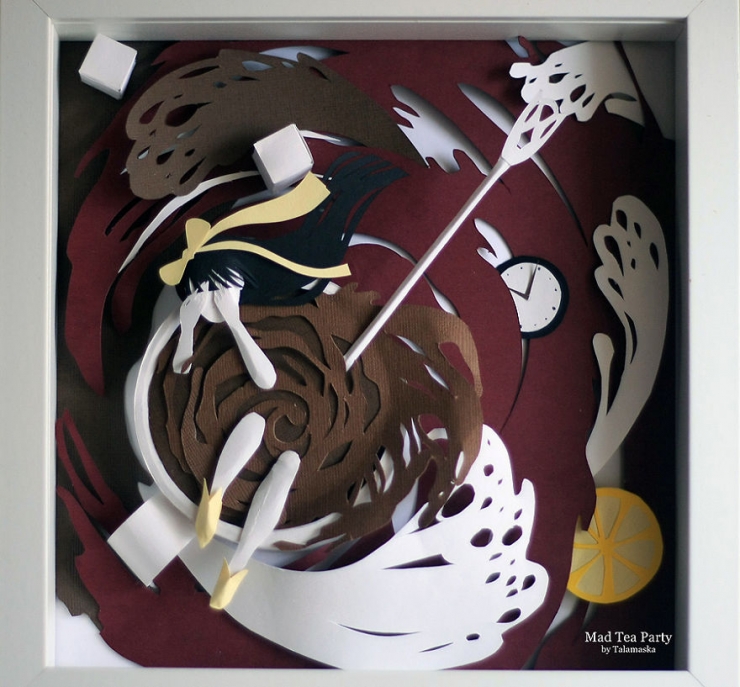 Illustration de l'article : D&eacute;couvrez les tableaux en relief de Talamaska inspir&eacute;s d'Alice au pays des merveilles 