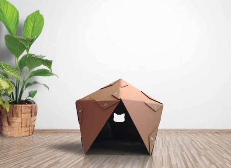 Illustration de l'article : Des maisons en carton con&ccedil;ues sp&eacute;cialement pour les chats !  Une id&eacute;e lumineuse...
