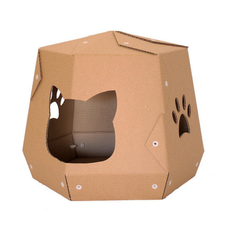 Illustration de l'article : Des maisons en carton con&ccedil;ues sp&eacute;cialement pour les chats !  Une id&eacute;e lumineuse...