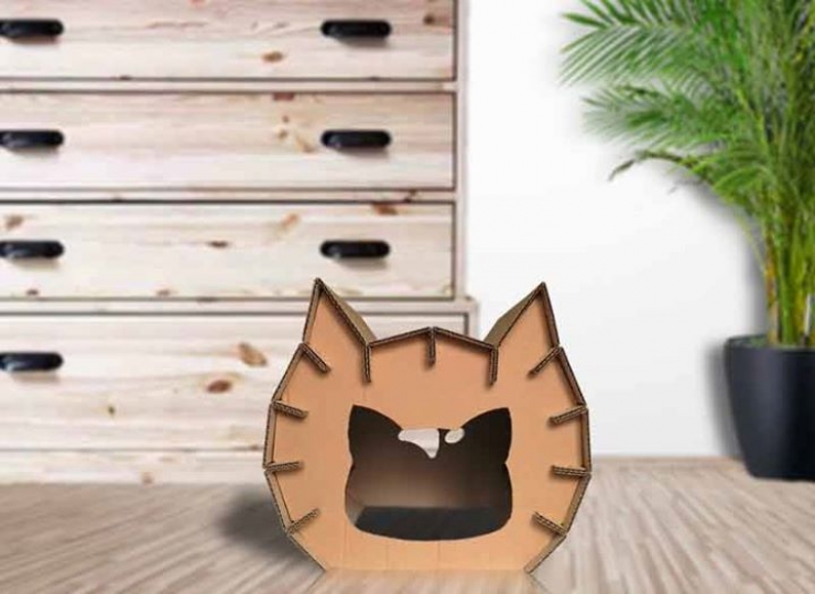 Illustration de l'article : Des maisons en carton con&ccedil;ues sp&eacute;cialement pour les chats !  Une id&eacute;e lumineuse...