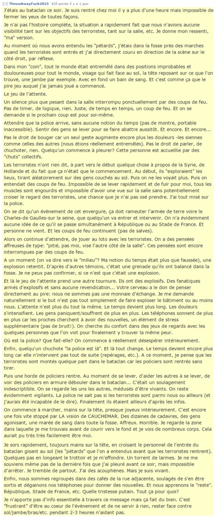 Illustration de l'article : Un survivant du Bataclan livre un message des plus poignants... Un texte qui prend aux tripes !