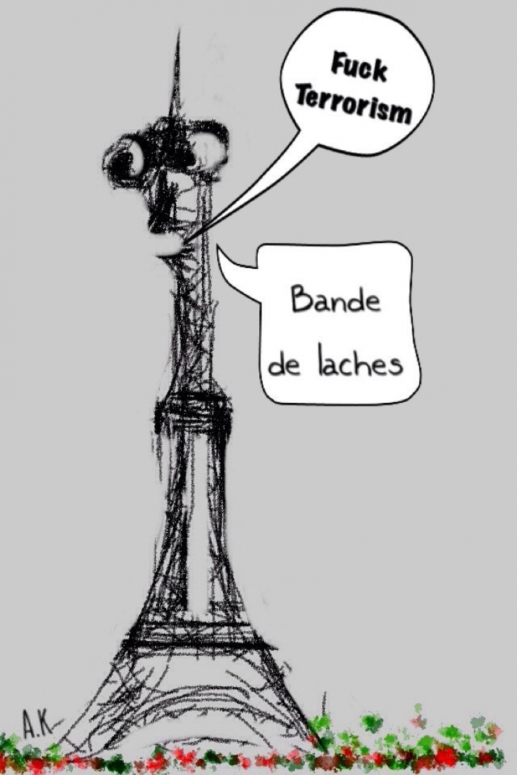 Illustration de l'article : Qu'ils soient inconnus ou artistes, ils rendent hommage aux victimes des attentats &agrave; travers des dessins poignants ! Respect !