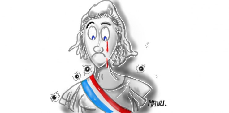 Illustration de l'article : Qu'ils soient inconnus ou artistes, ils rendent hommage aux victimes des attentats &agrave; travers des dessins poignants ! Respect !