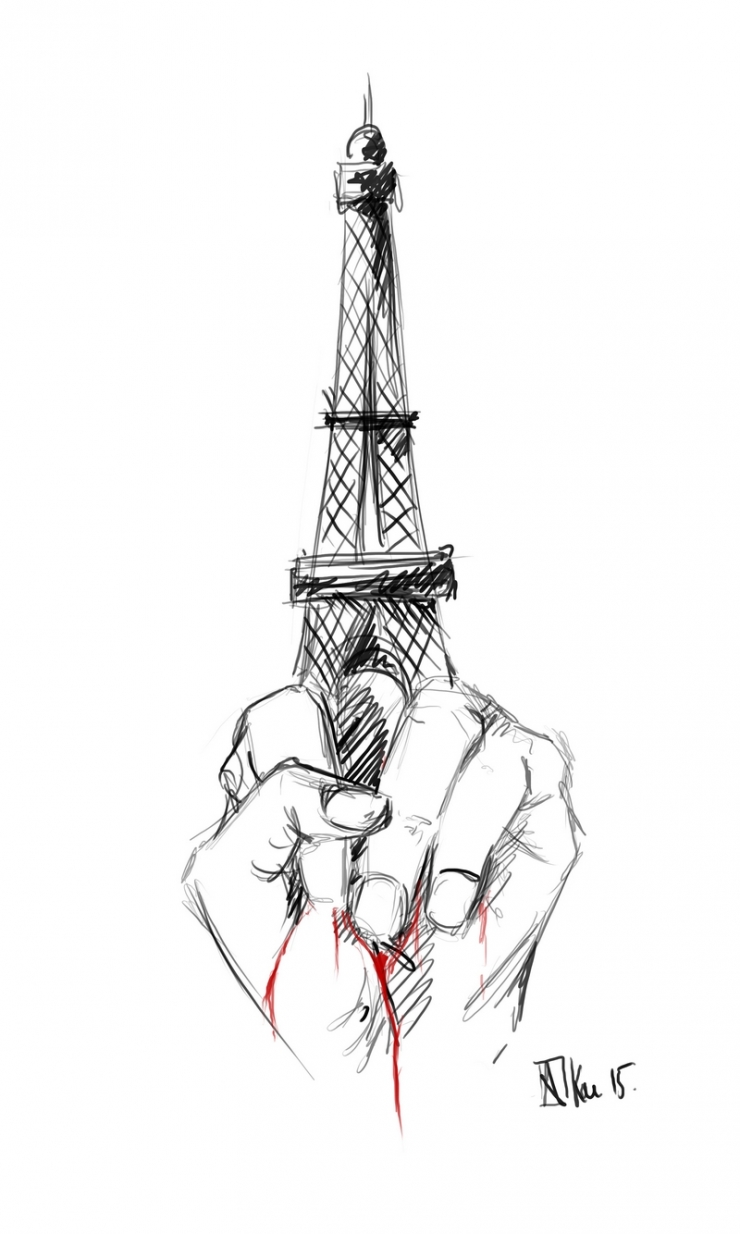 Illustration de l'article : Qu'ils soient inconnus ou artistes, ils rendent hommage aux victimes des attentats &agrave; travers des dessins poignants ! Respect !