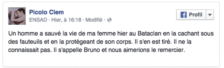 Illustration de l'article : Grâce à Facebook, il retrouve l'homme qui a sauvé sa femme au Bataclan