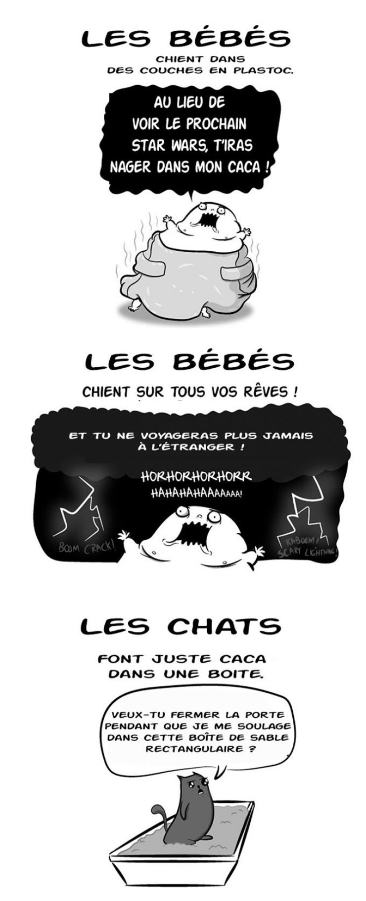 Illustration de l'article : Est-ce mieux d'avoir un chat où un bébé ? Les illustrations humoristiques de Mathew Inman nous donnent la réponse !