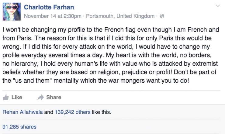 Illustration de l'article : Parisienne, elle refuse de mettre une photo de profil avec le drapeau Français. Voici pourquoi: