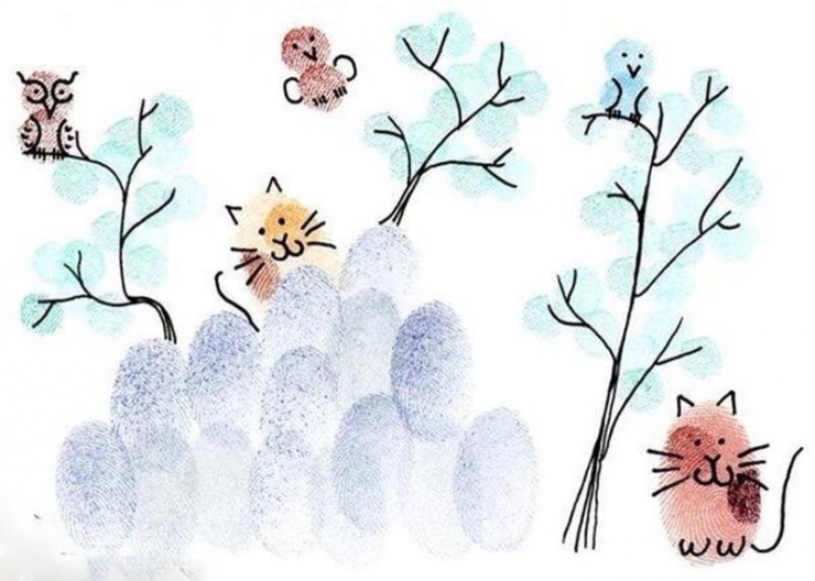 Illustration de l'article : 50 dessins très simples à réaliser avec des empreintes... C'est top pour des activités avec des enfants !